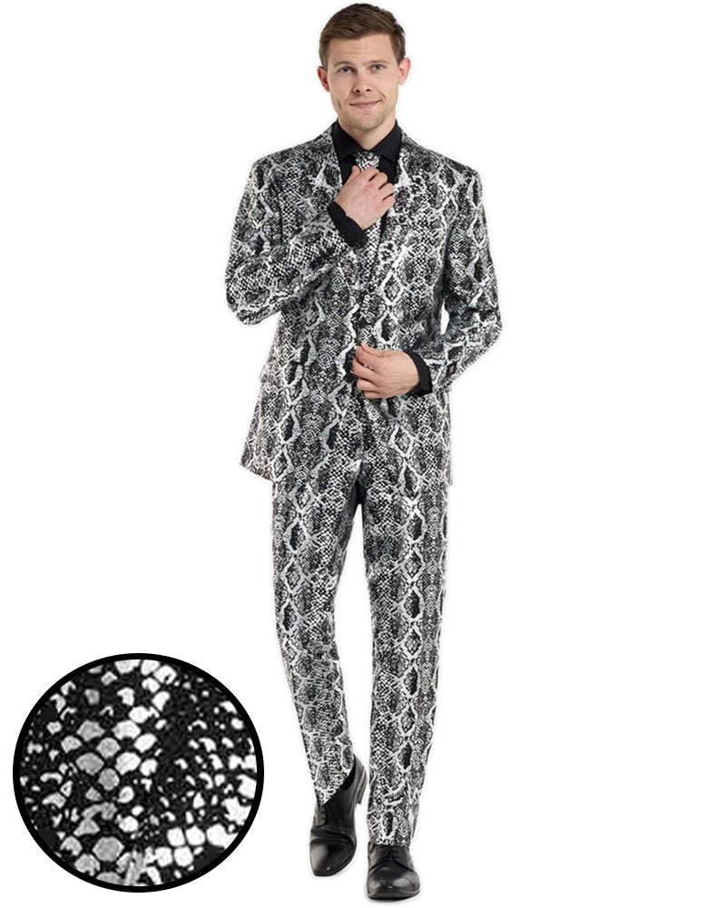 Opposuit Shiny Silver Snake Premium Mens Suit
