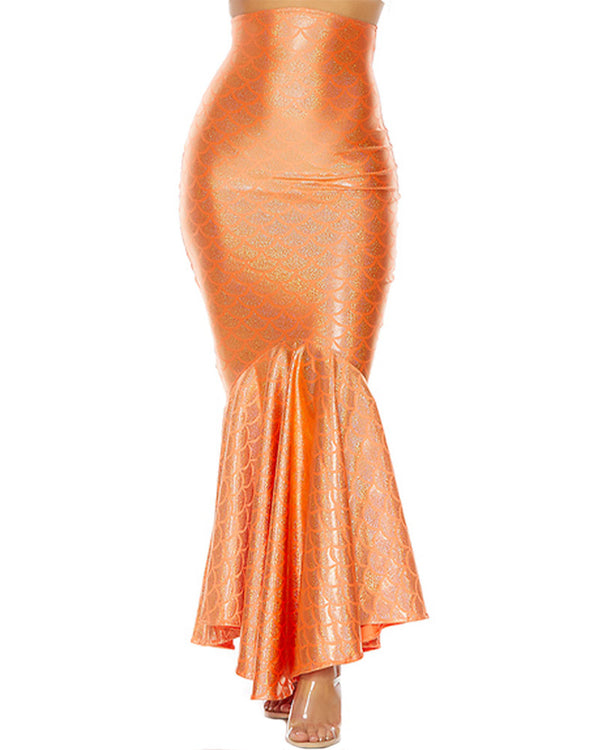 Orange Mermaid Deluxe Womens Skirt