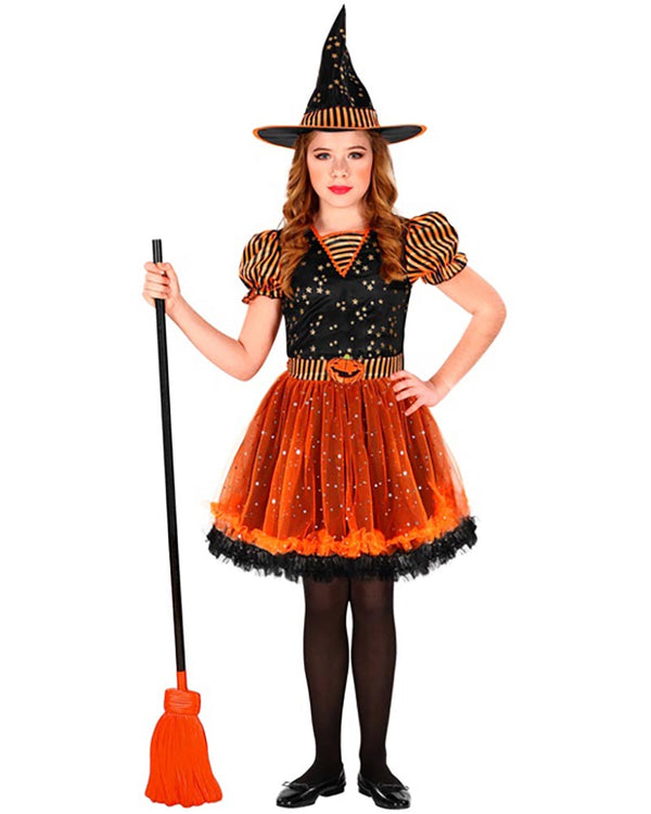 Orange Sparkle Witch Girls Costume