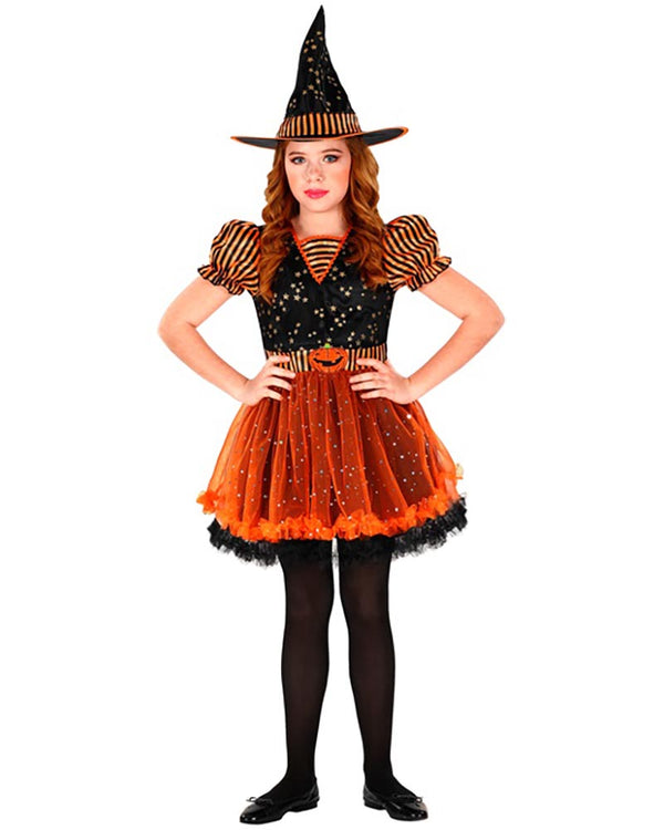 Orange Sparkle Witch Girls Costume