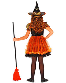 Orange Sparkle Witch Girls Halloween Costume