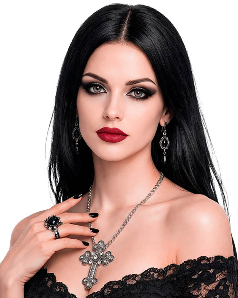 Ornate Silver Cross Pendant Necklace