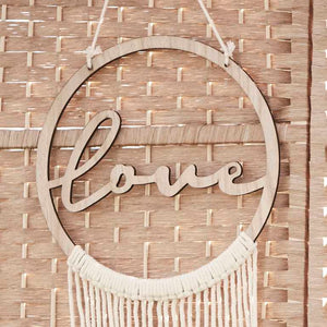 A Touch of Pampas Hanging MDF Love Hoop with Macrame