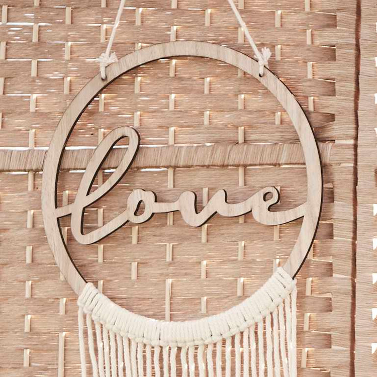 A Touch of Pampas Hanging MDF Love Hoop with Macrame
