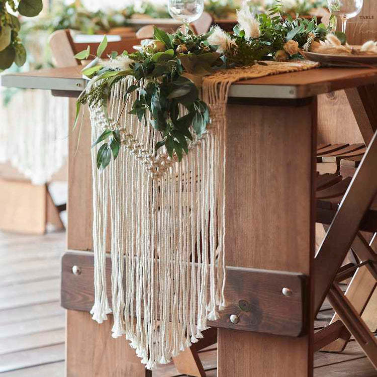 A Touch of Pampas Table Runner Macrame
