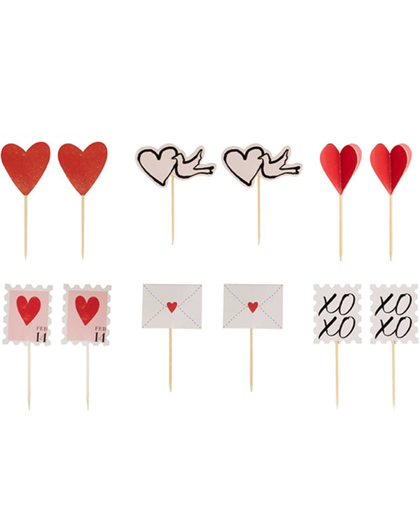 Parisian Love Valentines Day Cupcake Toppers Pack of 12