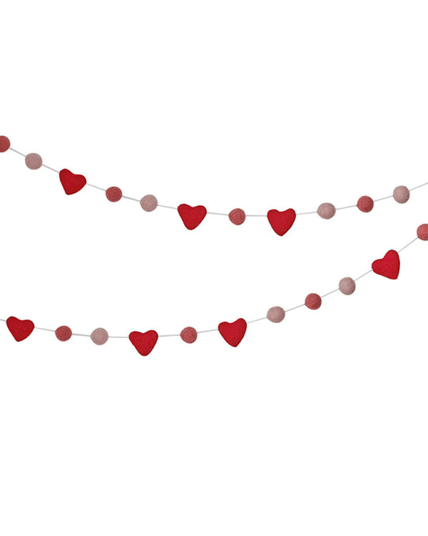 Parisian Love Valentines Day Love Felt Heart Garland 1.5m