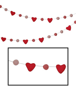 Parisian Love Valentines Day Love Felt Heart Garland 1.5m