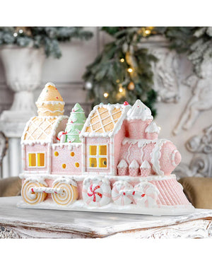 Pastel Resin LED Candy Train Christmas Decoration 24cm