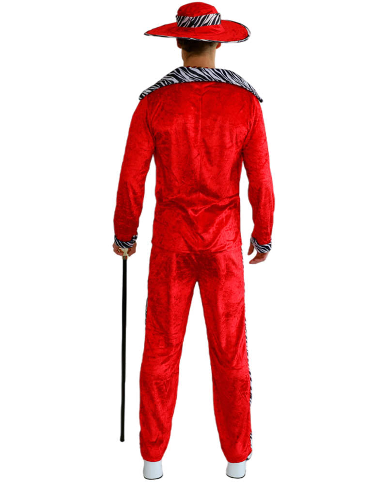 Pimp Suit Burgundy and Zebra Stripe Mens Costume