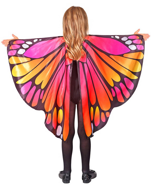 Pink and Orange Butterfly Kids Wing Cape and Eye Mask Set
