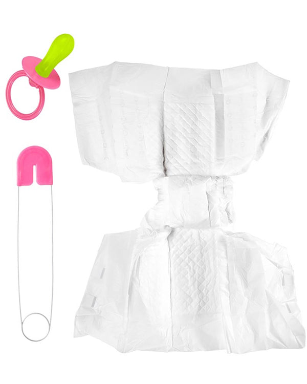 Pink Baby Diaper Pin and Pacifier Adult Set