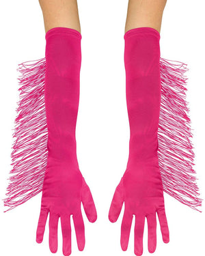 Pink Fringe Gloves