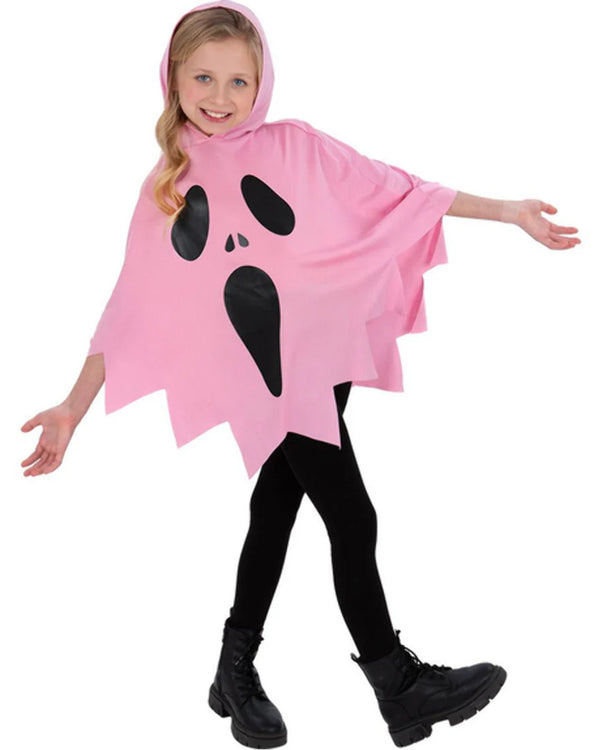 Pink Ghost Kids Poncho