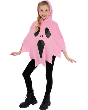 Pink Ghost Kids Poncho