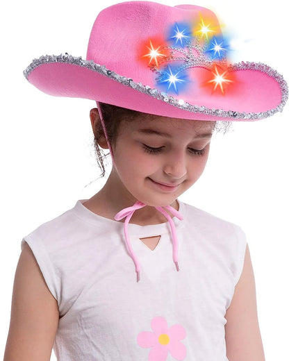 Pink Sparkly Cowboy Light Up Hat