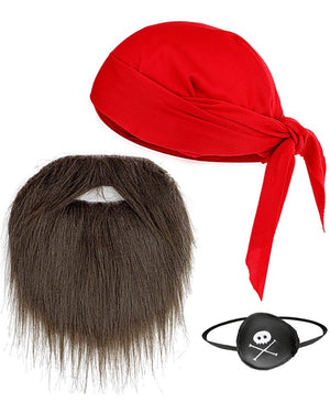 Pirate Bandana Eyepatch and Beard Set
