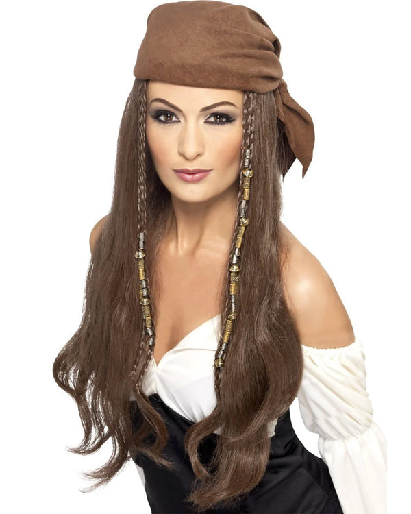 Pirate Long Brown Wig