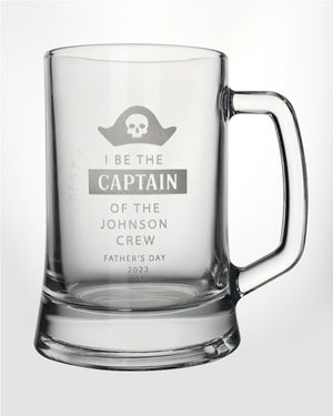 Pirate Captain of the Crew Personalised Engraved 500ml Beer Mug