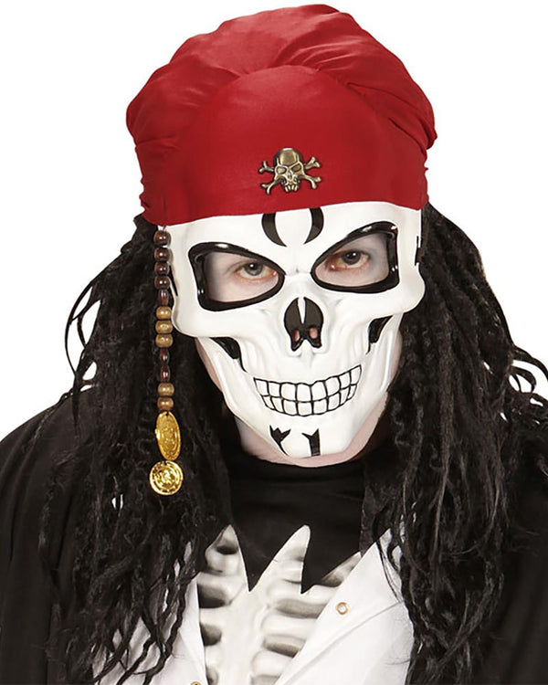Pirate Skull Half Mask with Bandana
