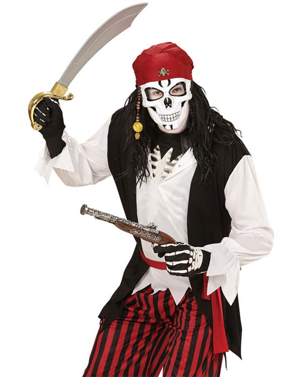 Pirate Skull Half Mask with Bandana