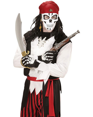 Pirate Skull Half Mask with Bandana