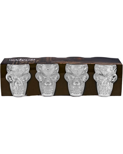 Plastic Shot Glasses Skull Pack of 4 For Halloween