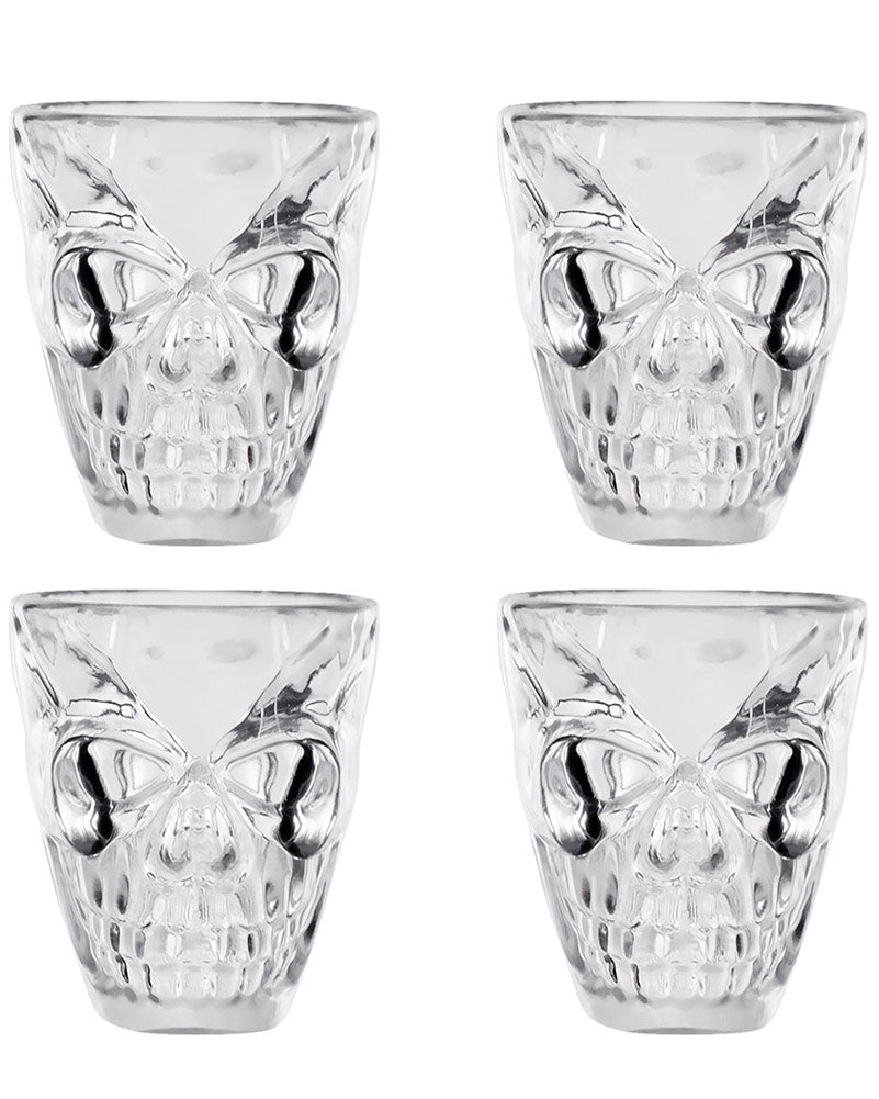 Plastic Shot Glasses Skull Pack of 4 For Halloween