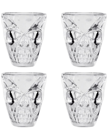 Plastic Shot Glasses Skull Pack of 4 For Halloween