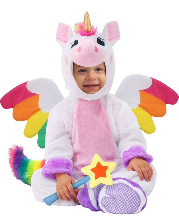 Plush Bright Rainbow Unicorn Toddler Costume