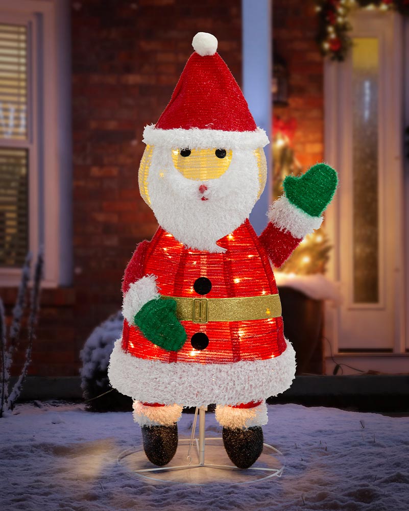 Pop Up Mesh Tinsel Christmas LED Santa 1m