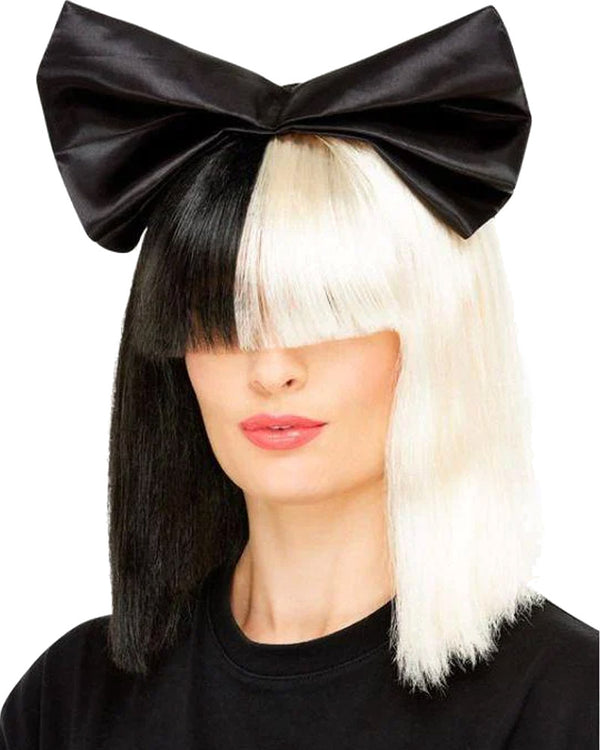 Popstar Short Black and White Wig
