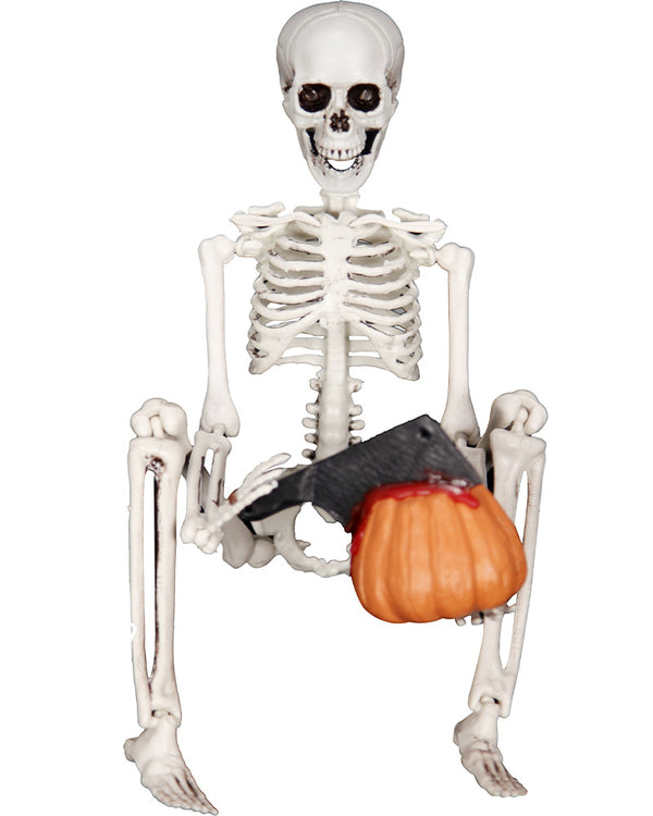 Poseable Skeleton with Pumpkin and Knife 40cm