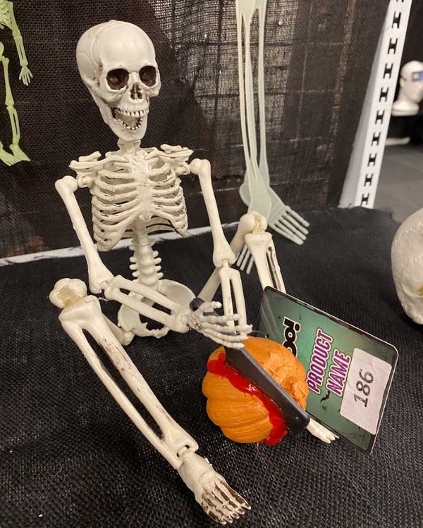 Poseable Skeleton with Pumpkin and Knife 40cm