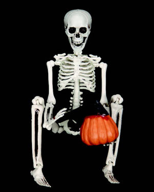 Poseable Skeleton with Pumpkin and Knife 40cm
