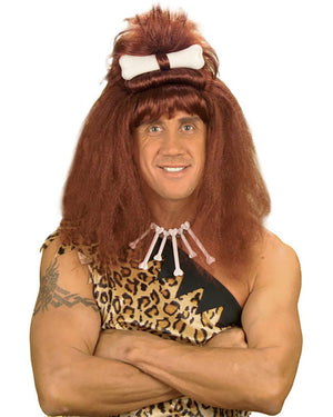 Prehistoric Long Brown Crimped Wig