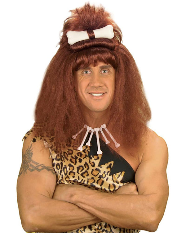 Prehistoric Long Brown Crimped Wig