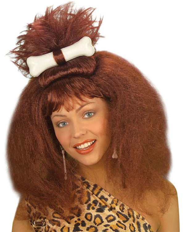Prehistoric Long Brown Crimped Wig