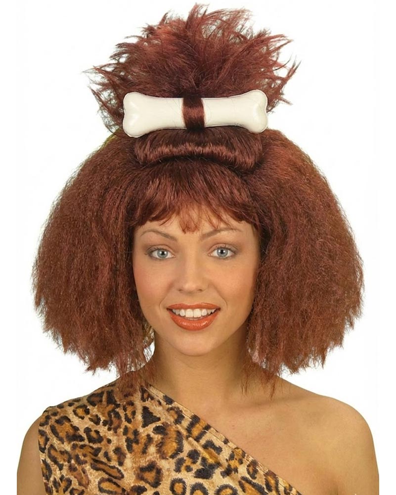 Prehistoric Long Brown Crimped Wig
