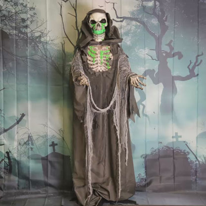 Skeleton Stretching Reaper Animated Halloween Decoration 1.7m