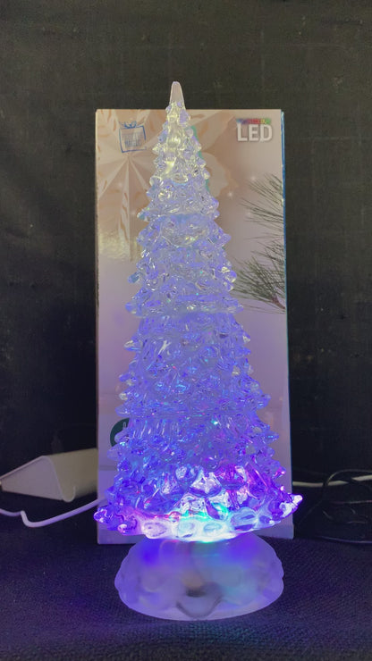 Colour Changing Tree Glitter Swirl Christmas Decoration 26cm