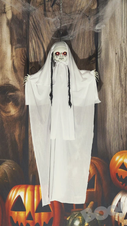 Hanging White Skeleton Animated Decoration 90cm