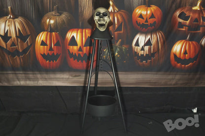 Skull Hanging Cauldron Animated Decoration 1m