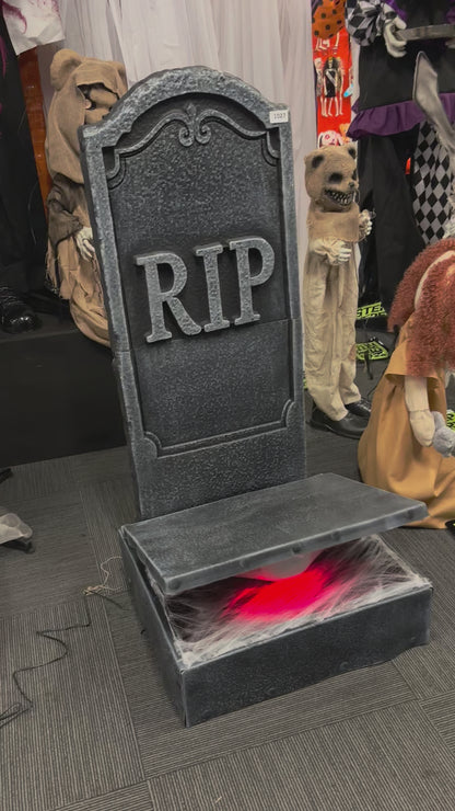 Pop Up Skeleton Tombstone Animated Halloween Decoration 1m