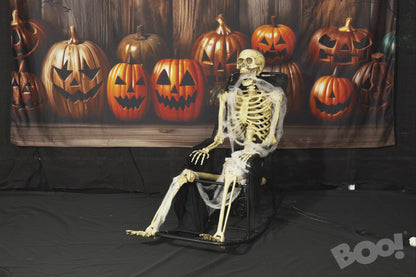 Skeleton On Rocking Chair Animated Decoration 1m