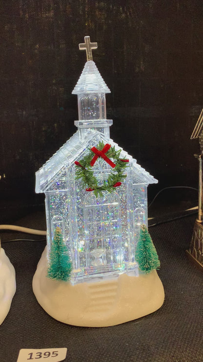 Crystal Church Glitter Swirl Christmas Decoration 27cm