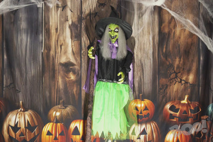 Standing Witch with Broom Animated Decoration 1.9m