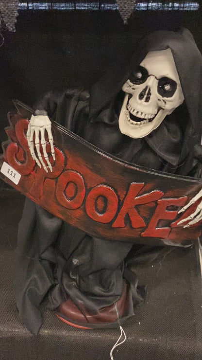 Evil Reaper With Sign Animatronic 46cm