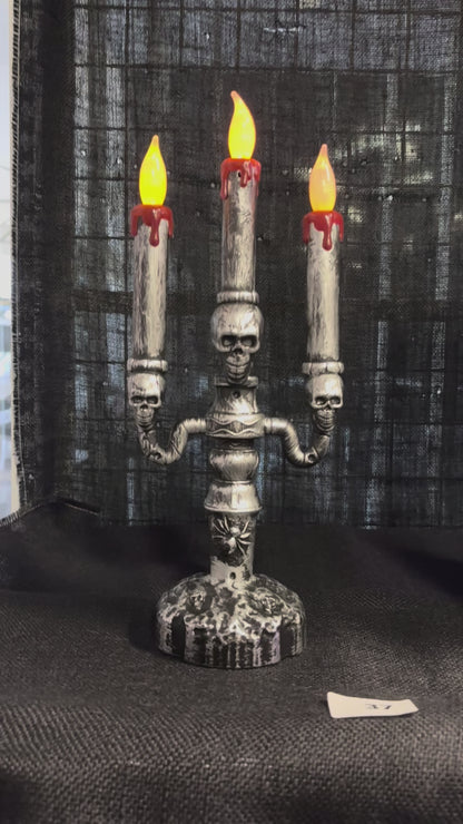 Light Up Skeleton Candelabra Decoration 32cm