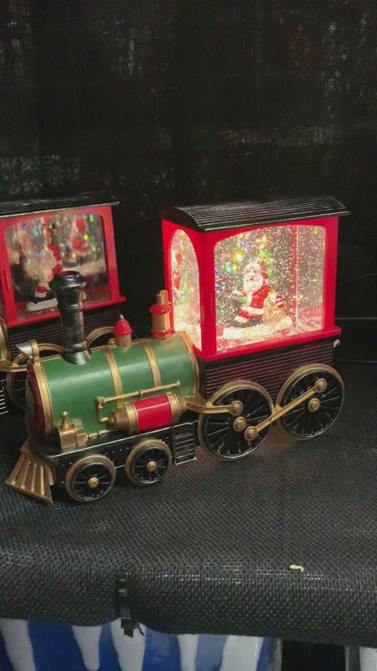 Santa Train Glitter Swirl Christmas Decoration 22cm